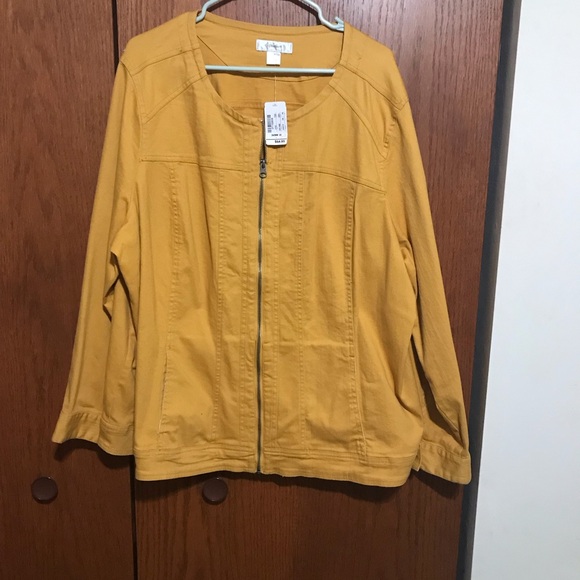 NWT CJ Banks Size 3X 26/28 Jacket Coat Yellow Zips Up Side Pockets - Picture 1 of 5